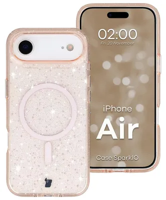 Produktbild von Glitzer Hülle mit Magnetring für iPhone Air, Bizon Case SparklO, Transparent-Hellorange mit Glitzer