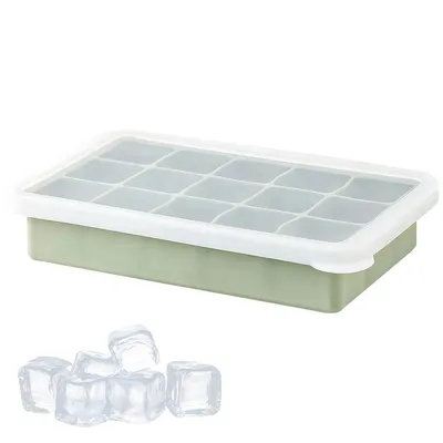 Produktbild von Silikon Eiswürfelform mit Deckel, 15-Fach Eiswürfelschale, für Cocktails, Whisky, Obst, Fruchtpürees, Eiscreme, Eistee