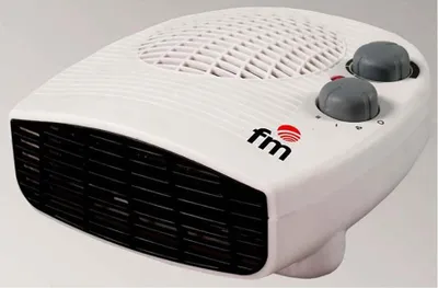 Imagen del producto de FM Calefacción Mallorca, calefactor eléctrico con ventilador, para suelo, color blanco, giratorio, 2000 W, 1000 W