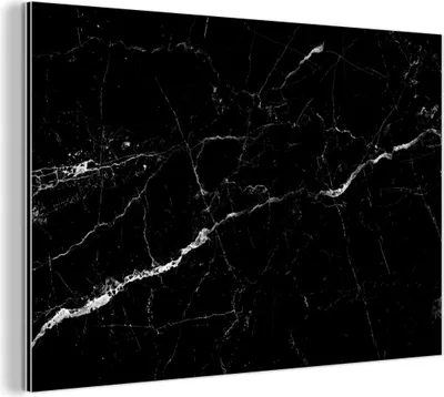 Produktbild von MuchoWow Wanddekoration Metall Metallbild Wandkunst 120x80 cm Marmoroptik - Schwarz - Luxus MuchoWow Aluminium Gemälde - Alu Bild