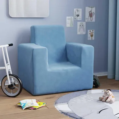 Produktbild von vidaXL Kindersofa Blau Weich Plüsch