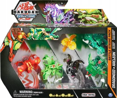 Produktbild von Bakugan 'Evolutions' Battle Strike 6er Pack mit 1 Platinum Series Ball, 2 Basic Balls, 1 Geogan und 2 Nanogan, unterschiedliche Varianten, Wurfkreisel, 6 Jahr(e)