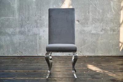 Produktbild von KAWOLA Stuhl LEIA Esszimmerstuhl Barock Velvet grau