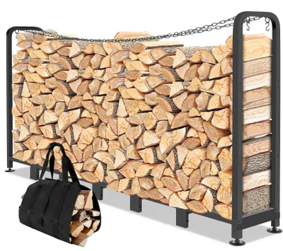 Zdjęcie produktu dla Stojak na drewno opałowe stal - Regulowany - 235 x 32 x 116 cm - Czarny