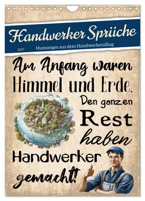 Produktbild von Handwerker Sprüche (Wandkalender 2027 DIN A4 hoch), CALVENDO Monatskalender