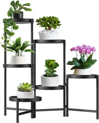Productafbeelding van Bloemenrek Metaal - Plantenstandaard - Planten Presenteren - Zonder Schroeven - Diameter 25 cm - Zwart