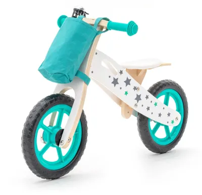 Produktbild von Laufrad ohne Pedale 83x36x53 cm, Kinderfahrrad aus Holz, mit Korb, für Kinder
