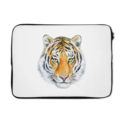 Produktbild von MuchoWow® Laptop Hülle 13 Zoll Tiger - Kopf - Gelb Laptoptasche - Laptophülle - Sleeve - Rundumschutz