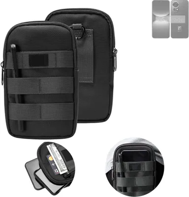 Produktbild von K-S-Trade Holster Gürtel Tasche kompatibel mit Huawei nova 12 Pro Handy Tasche Schutz Hülle dunkel-grau viele Fächer, 1x