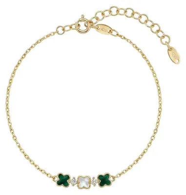 Produktbild von TréviaGlow Armband 375 Echtgold – Kleeblatt Armband mit Grünem Stein & Zirkonia