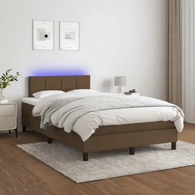 Produktbild von Boxspringbett mit Matratze & LED Dunkelbraun 120x200 cm Stoff