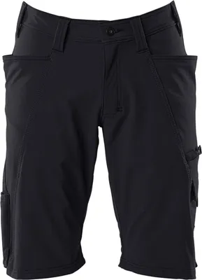 A pair of black work shorts is shown from the front against a white background.