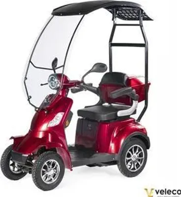 Immagine prodotto di Veleco Faster scooter elettrico con tettuccio e parabrezza - batteria al litio rimovibile - scooter senior a 4 ruote - scooter per mobilità - allarme (rosso)