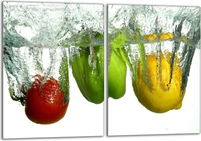 Produktbild von Herdabdeckplatten Set 2x40x52 cm Glaskeramikkochfeld Abdeckung Glas Spritzschutz, Pfeffer Gemüse