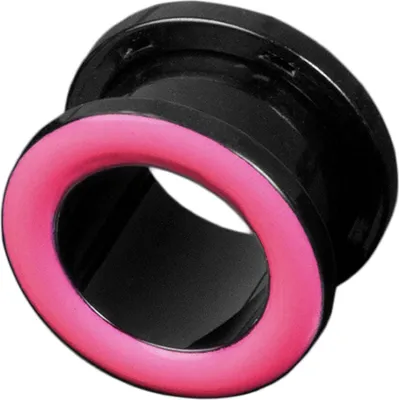 Produktbild von viva-adorno 1 Stück Flesh Tunnel Acryl Ohrpiercing Schwarz zum Schrauben farbiger Ring zweifarbig Größe 3 - 14mm Z428sw, pink 8mm