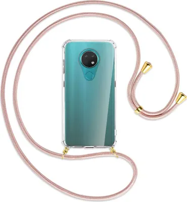 Produktbild von Handykette Backcover-Schutzhülle mit Band (Metall goldfarben) für Nokia 6.2 / 7.2 - roségold