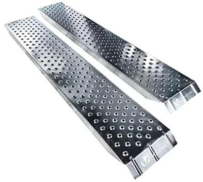 Produktbild von Famanu Auffahrplatten für Motorräder, Anhänger und Rasenmäher - verzinkter Stahl, rutschfest, 400 kg