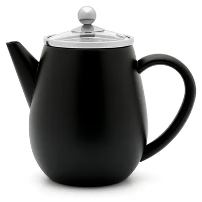 Doppelwandige Teekanne Eva, 0,5 L, Schwarz, Edelstahl