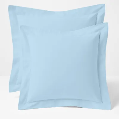 Productafbeelding van Zware kwaliteit 600 draadtelling 100% Egyptisch katoen Oxford kussenslopen Pack van 2 - lichtblauw (vierkant/continentaal (60 cm x 60 cm)