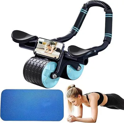 Produktbild von Ibenzoa® Bauchroller mit gepolsterter Knieauflage – Doppelrad, rutschfest, EVA-Griffe, automatische Rückstellung, Traglast 100 kg für Zuhause & Reise