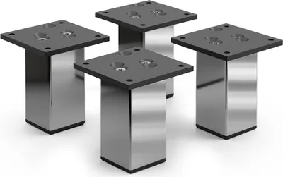 Produktbild von 4er Set sossai Aluminium Möbelfüße 100mm in Chrom Schrankfüße Sockelfüße