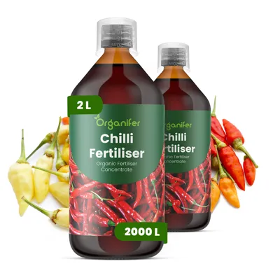 Produktbild von Chili Flüssigdünger 2x1L – 2-1-8 NPK – Flüssigdünger Für Gemüse & Paprika – Für Üppige Blüten & Kräftige Früchte – Organifer