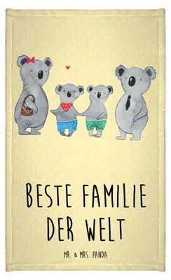 Produktbild von Mr. & Mrs. Panda Handtuch Koala Familie zwei - Gelb Pastell - Geschenk, Gästetuch, Kleines, Muttertag, badezimmer, Koalabär, Klein, Frotteetuch