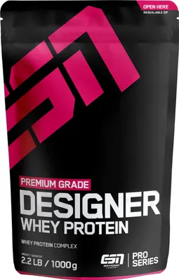 Obrázek produktu pro ESN Designer Whey Protein, Prášek, Koncentrát syrovátkového proteinu, Izolát syrovátkového proteinu, Čokoláda, L-alanin, L-arginin, L-aspartická kyselina, L-cystein, Kyselina L-glutamová, L-glycin,..., 22 g, 112 kcal