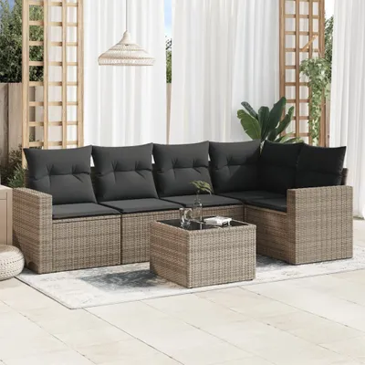 Produktbild von Möbel 6-tlg. Garten-Sofagarnitur mit Kissen Grau Poly Rattan 2024