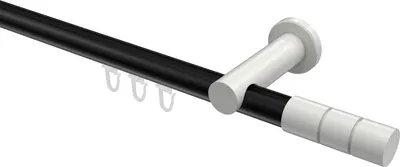 Produktbild von Interdeco Innenlaufstange / Gardinenstange mit Innenlauf Schwarz / Weiß, Typ Platon Elanto (Rillenzylinder), 20 mm Ø 1-läufig, 280 cm
