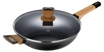 Image de Poêle à frire avec surface antiadhésive et couvercle 28 cm Terre Noir BG-34628-BK