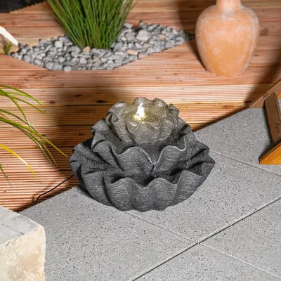 Produktbild von esotec Solar Muschelbrunnen mit Akku und LED Licht wetterfest outdoor 101328