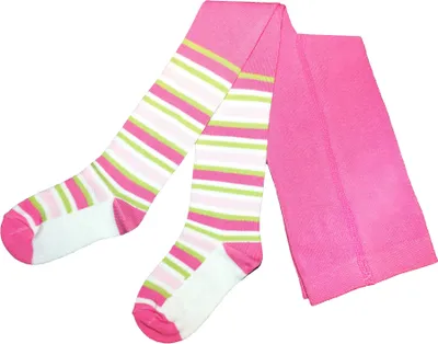 Produktbild von Kinderstrumpfhosen für Mädchen aus Baumwolle Dunkelrosa Ringel Dunkelrosa Größe 122-128