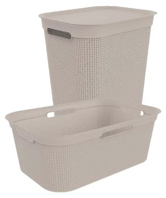 Produktbild von Rotho Set-2tlg. Wäschesammler und Korb Brisen - 1x Wäschekorb 41L 60 x 40 x 23 cm - 1x  Wäschebox mit Deckel 50L 43 x 34 x 53 cm - SET zum Wäsche sammeln