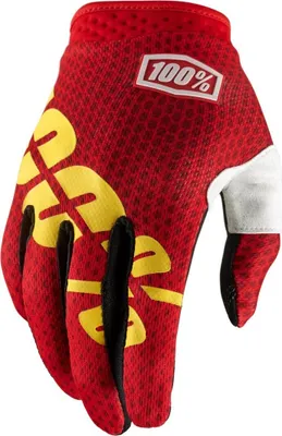 Obrázok produktu pre 100% iTrack Dot motokrosové rukavice, červená/žltá, S