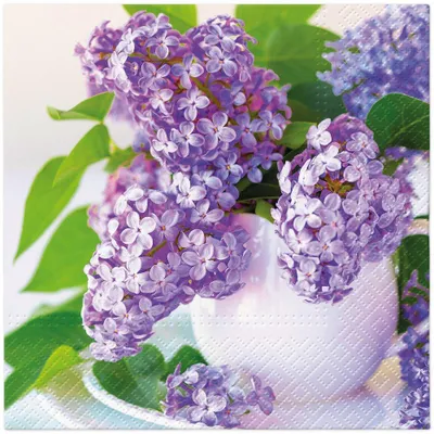 Zdjęcie produktu dla Serwetki 33x33 cm – Lilac Cup Bouquet