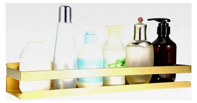 Produktbild von Eckregal für das Badezimmer, Edelstahl, Wandmontage, Organizer, Caddy für Küche und Hotel, Aufbewahrungsregal mit Duschzubehör (Gold, 40 cm)
