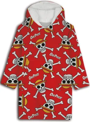 Produktbild von One Piece Warm Kapuzendecke Rot Perfekt für Kinder im Alter von 7 bis 14 Jahren