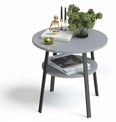 Productafbeelding van Ronde Bijzettafel Met Opbergruimte - Modern Design, Ø52xH 54 cm, Geschikt Voor Woonkamer En Slaapkamer