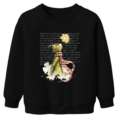 Produktbild von Maybe love is a lot like Christmas Grinch Weihnachten lustig Uni Kinder Sweatshirt Pullover, Schwarz, 104