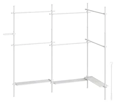Obrázek produktu pro Stojací věšák na oblečení, výška až ke stropu – výškově nastavitelný – ocelová konstrukce – 33,5 x (240–353) x (208–310) cm