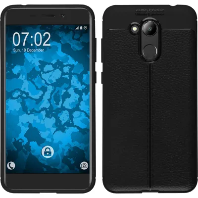 Produktbild von PhoneNatic Case kompatibel mit Huawei Honor 6C Pro - schwarz Silikon Hülle Lederoptik Cover