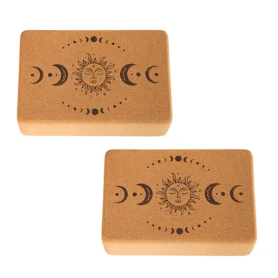 Produktbild von Yoga Block aus Kork | 2er Set | optimale mittlere Größe | 22,5 x 15 x 7,5 cm | Yogablock 100% aus Kork | Moon