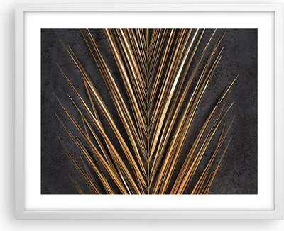 Produktbild von Gerahmtes Poster - Weißer Rahmen - Blatt golden schwarz - 50x40 cm - Wand Bild - Wanddeko - Wandbilder - Kunstposter - Wandposter - Bilderrahmen - Bilder - Kunstdruck - P2WAA50x40-5091