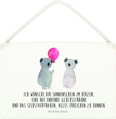 Produktbild von Mr. & Mrs. Panda Wandbild Holz Koala Luftballon DIN A4 - Weiß - Geschenk, Party, kleine aufmerksamkeit, Deko, Schild, holzbild, Türschild, wandtafel, Geburtstag