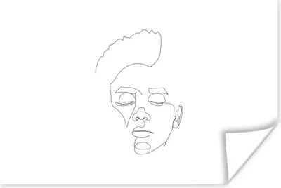 Produktbild von MuchoWow® Poster Mann - Afro - Strichzeichnung 60x40 cm - Schlafzimmerdekoration