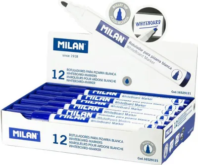 Image de Feutres Bleus Tableau Blanc Milan Pointe Ogive ø4,7mm Effaçable à Sec - Milán
