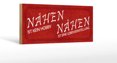 Produktbild von Holzschild Nähen ist kein Hobby, 27x10 cm, Holzschilder Spruch