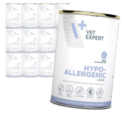 Zdjęcie produktu dla Vet Expert Veterinary Diet Hypoallergenic Dog 12x400g Hipoalergiczna Mokra Karma Weterynaryjna Dla Psa z Koniną