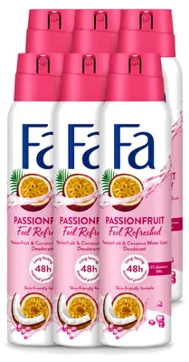 Imagen del producto de 6 aerosoles desodorantes Fa, aroma a maracuyá, 150 ml - Paquete económico - 6 unidades